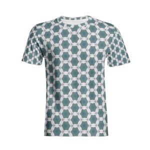 Pale Blue Geometric Designed Unisex All-Over Print Cotton T-shirts