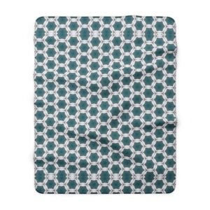 Sherpa Blanket — Soft Fleece Throw with Pale Blue Waves Geometric Pattern