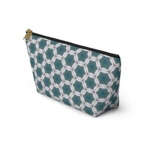 Pale Blue Geometric Pattern Accessory Pouch