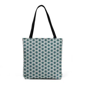 Pale Blue Geometric Woven Tote Bag — Stylish Patterned Market Tote
