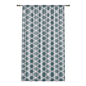 Pale Blue Waves Geometric Window Curtain – Modern Lattice Pattern Drapery