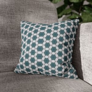 Pale Blue Waves Pattern Decorative Pillowcase – Geometric Square Throw Cover