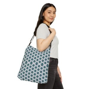 Pale Blue Geometric Pattern Adjustable Tote Bag