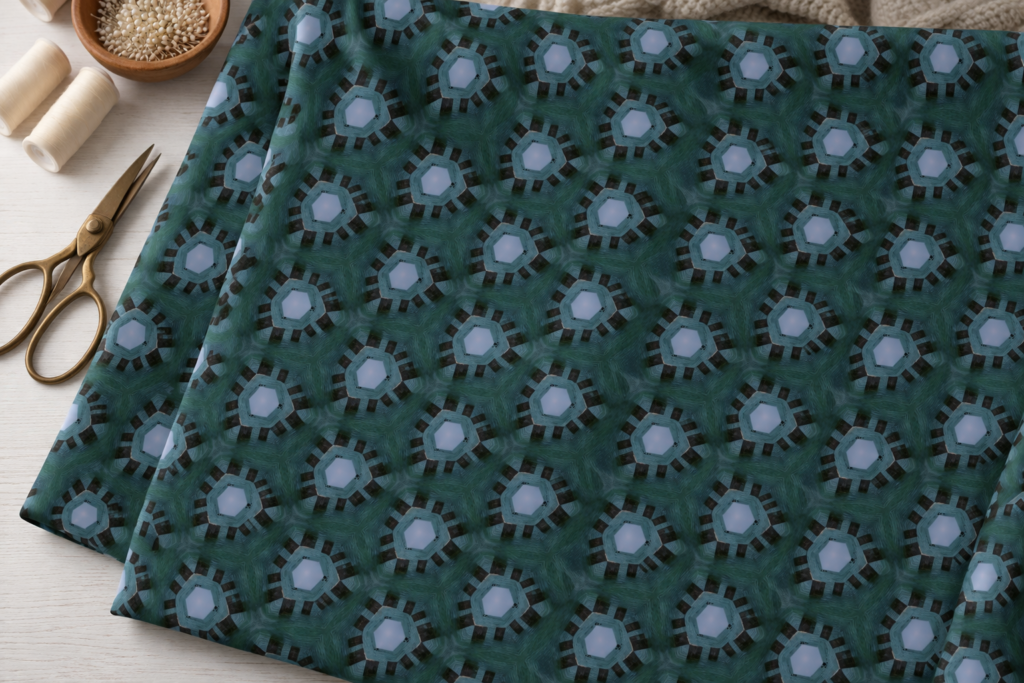 Deep Bluish Teal Triangular Pattern Fabric