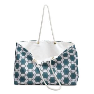Pale Blue Geometric Weekender Bag — Stylish Travel Duffel