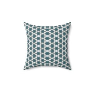Pale Blue Waves Geometric Faux Suede Square Pillow — Modern Honeycomb Accent Cushion