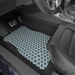 Pale Blue Waves Geometric Car Mats Set of 4 — Non-Slip Decorative Auto Floor Liners