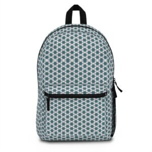 Pale Blue Geometric Tile Pattern Backpack — Retro Mosaic School & Travel Bag