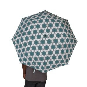 Pale Blue Geometric Foldable Umbrella — Semi‑Automatic Compact Rain Parasol