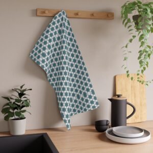 Pale Blue Waves Geometric Kitchen Tea Towel