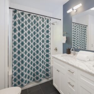Pale Blue Waves Geometric Shower Curtain — Modern Bathroom Décor