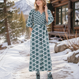 Pale Blue Geometric Dolman Sleeve Belted Wide Leg Jumpsuit