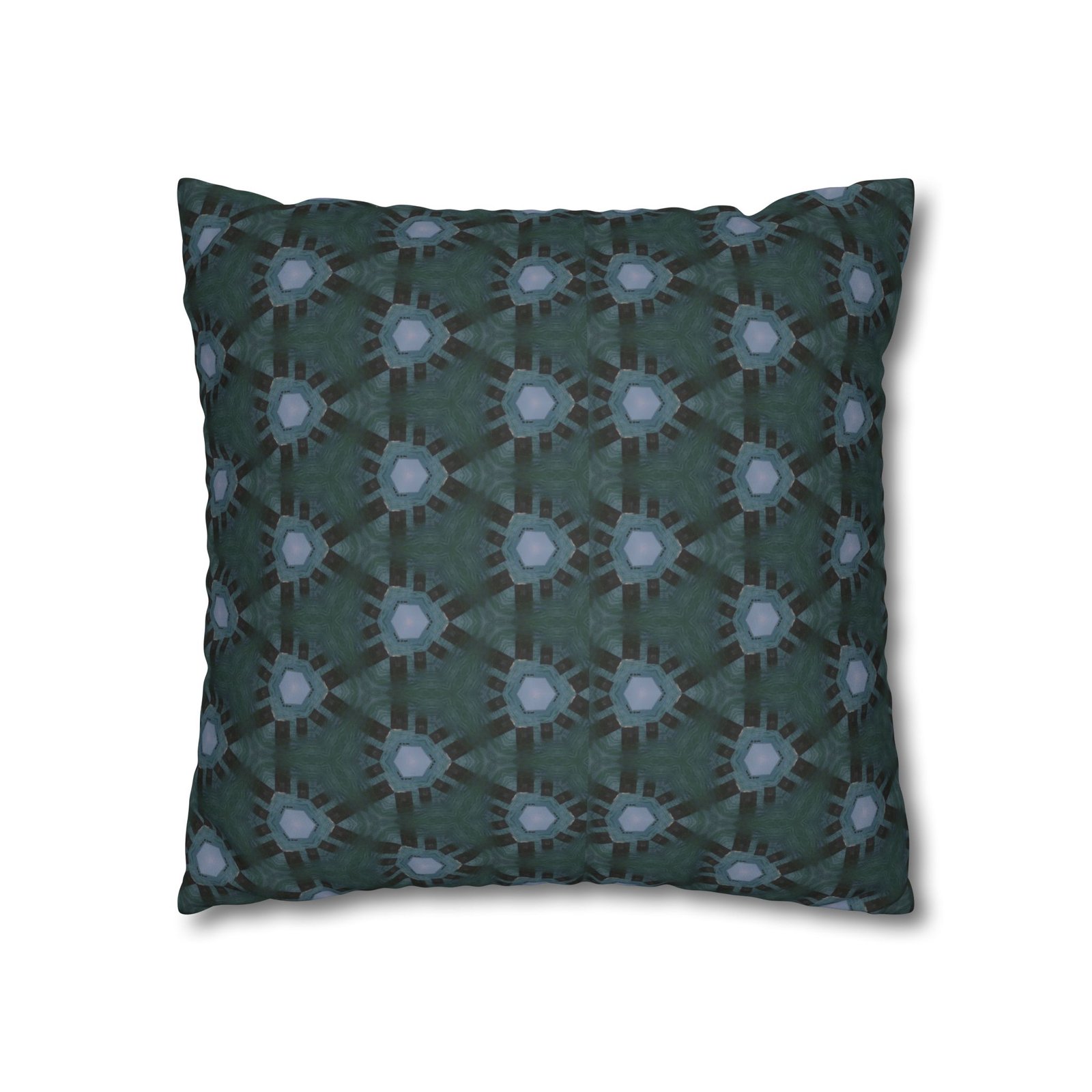 Teal-Accent Dark Blue Geometric Faux Suede Square Pillowcase - Image 7