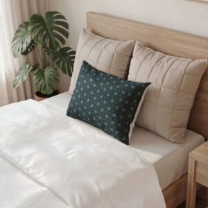 Dark, Bluish, With Teal Triangular Cotton Pillow Sham — Dark Blue Modern Throw Pillow Cover