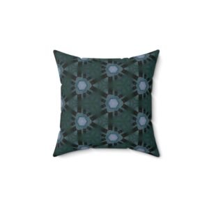 Dark Bluish Triangular Pattern with Hint of Teal Designed Faux Suede Square Pillow