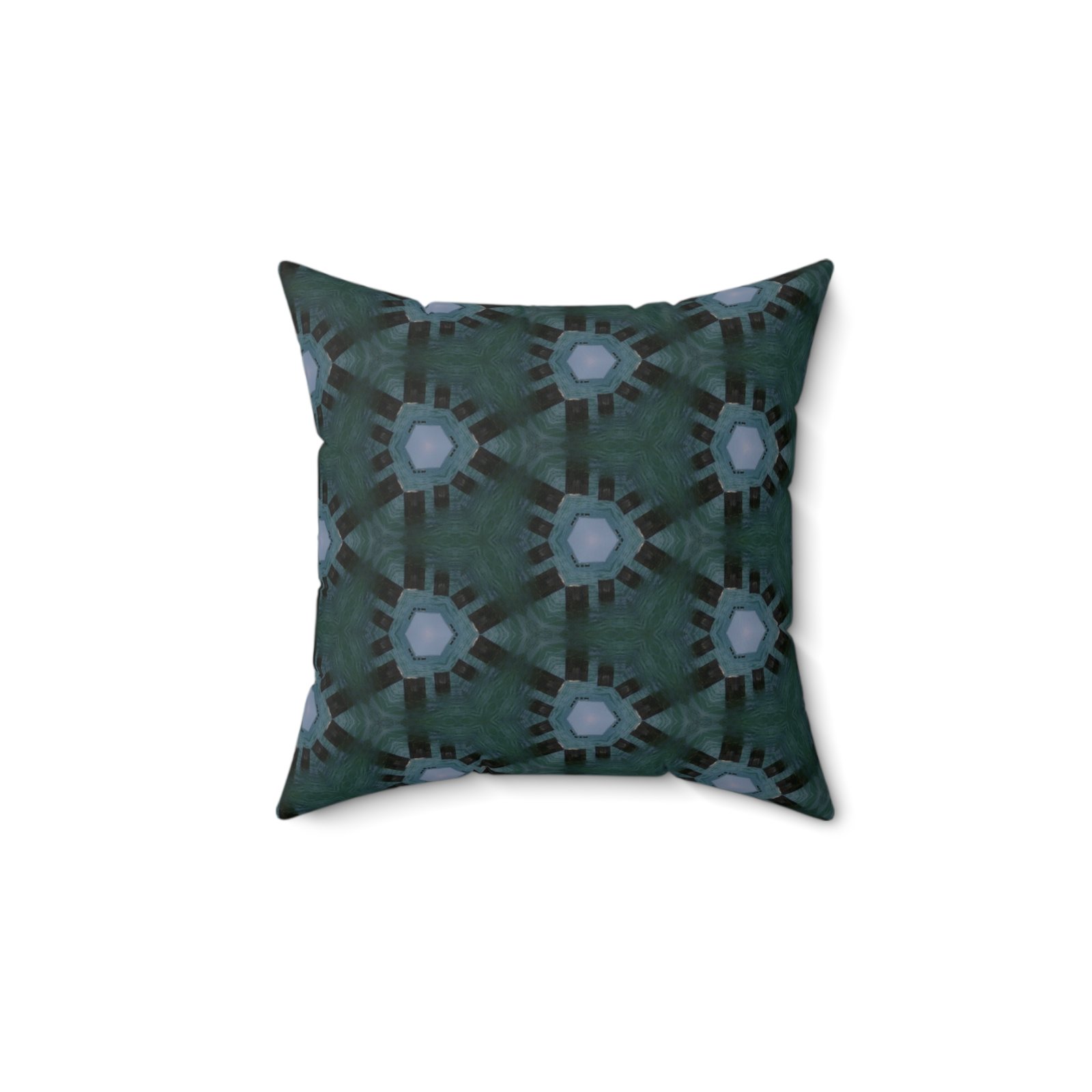 Dark Bluish Triangular Pattern with Hint of Teal Designed Faux Suede Square Pillow