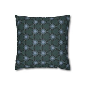 Teal-Accent Dark Blue Geometric Faux Suede Square Pillowcase