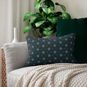 Dark Bluish, Teal Triangular Lumbar Pillow — Geometric Bluish Accent Cushion