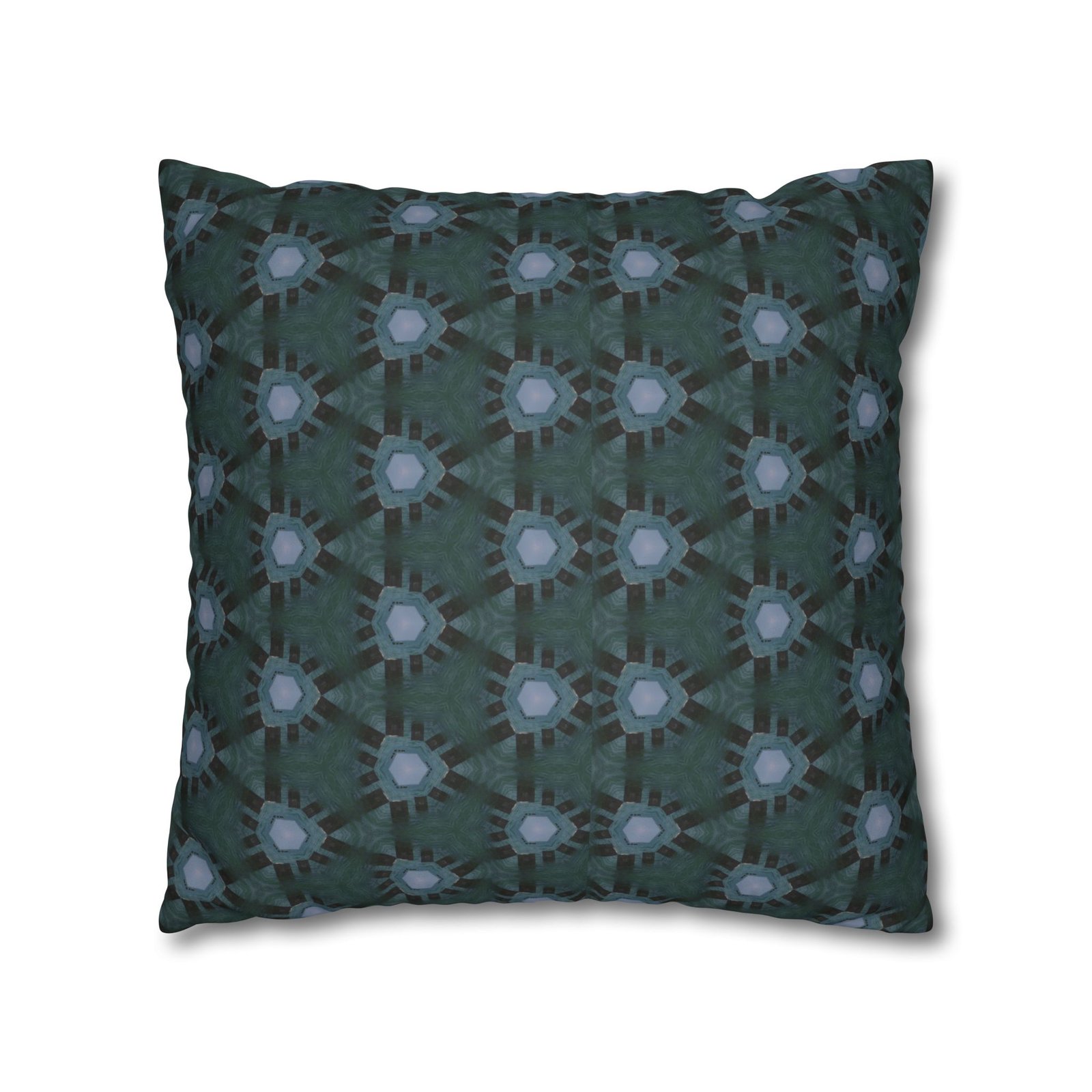 Teal-Accent Dark Blue Geometric Faux Suede Square Pillowcase - Image 11