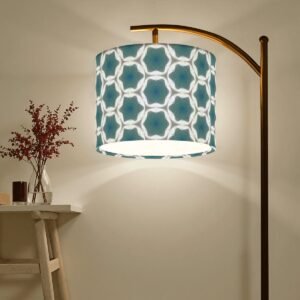 Pale Blue Geometric Designed Floor Lamp (Made in USA)