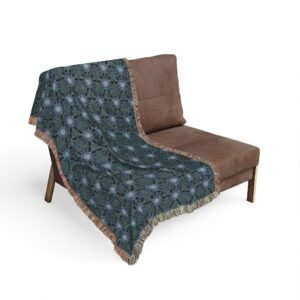 Woven Blanket - Dark, bluish, Teal Triangular Pattern Throw for Living Room, Cozy Home Décor Gift