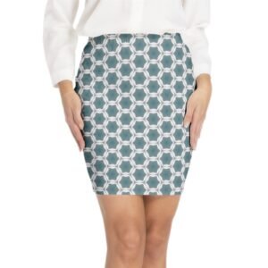Pale Blue Geometric Elastic Waist Bodycon Skirt