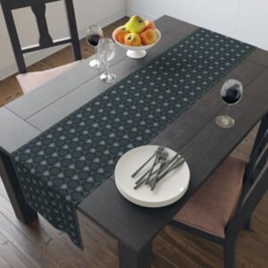 Bluish Triangular Pattern Table Runner — Cotton-Poly Dining Accent