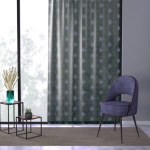 Bluish Triangular Pattern Window Curtain Panel