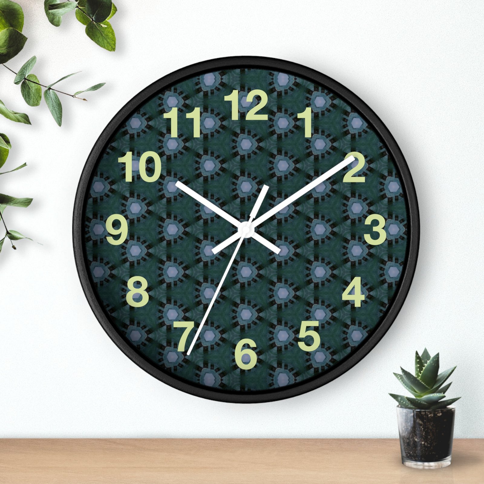 Bluish Triangular Pattern Wall Clock - Image 2