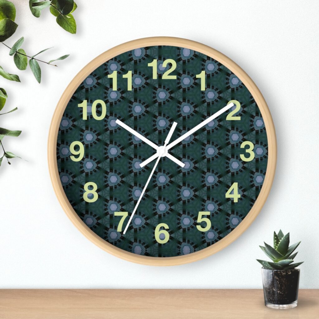 Bluish Triangular Pattern Wall Clock