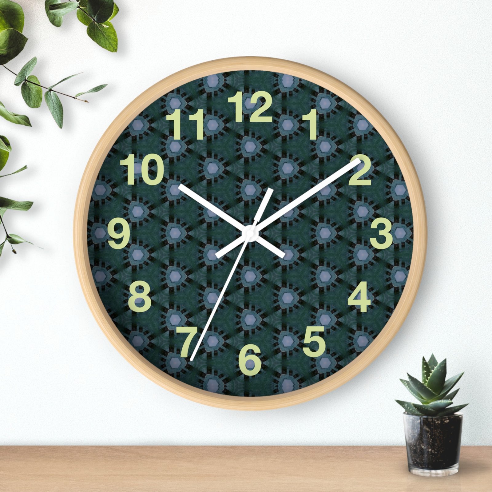Bluish Triangular Pattern Wall Clock