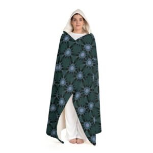 Bluish Triangular Pattern Hooded Sherpa Blanket – Cozy Throw