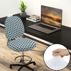 Pale Blue Geometric Pattern Designed Office Chair Cover