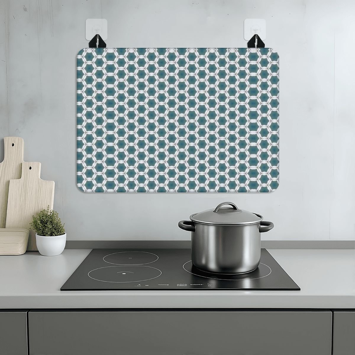Pale Blue Geometric Designed Stove Cover - Image 7
