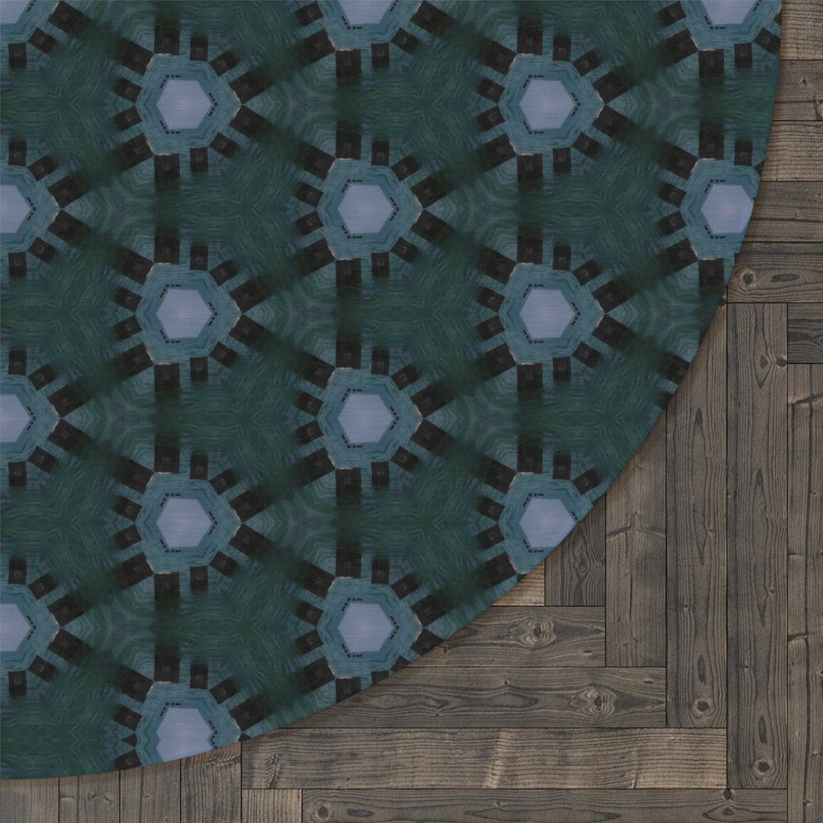 Bluish Triangular Pattern Round Rug - Image 3