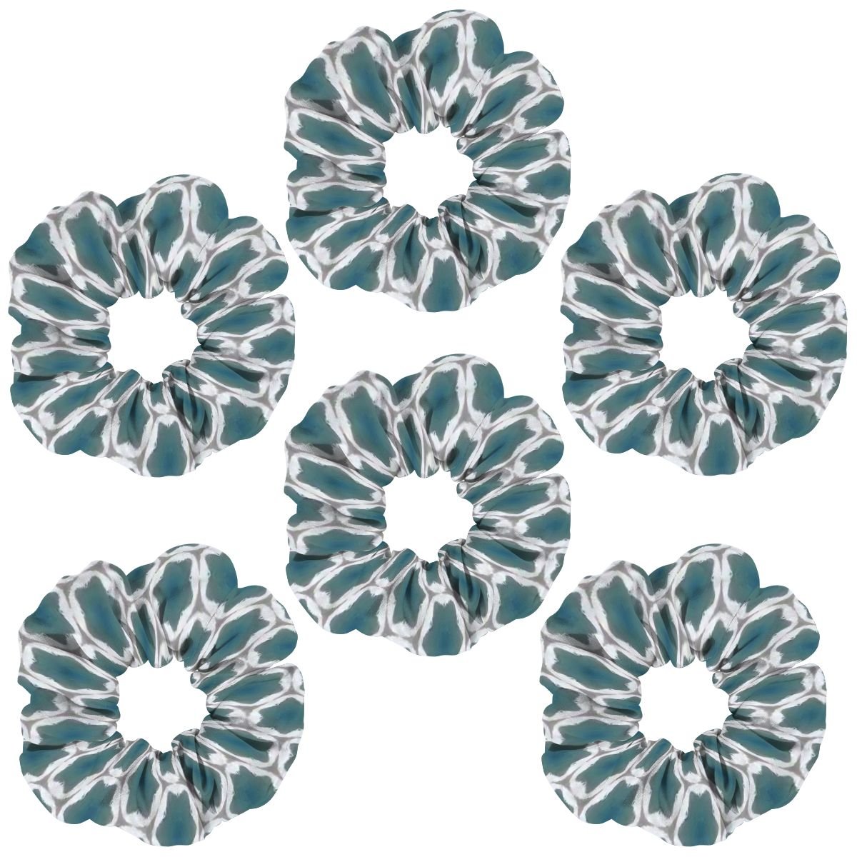 Pale Blue Geometric Designed 6Pack Hair Scrunchies - Image 6