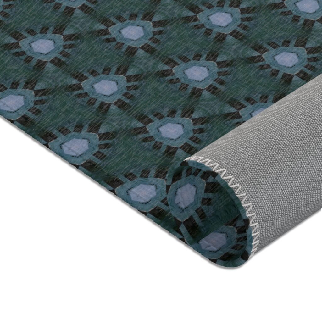 Bluish Triangular Pattern Accent Area Rug