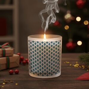 Pale Blue Geometric Designed Frosted Glass Jar with Lid