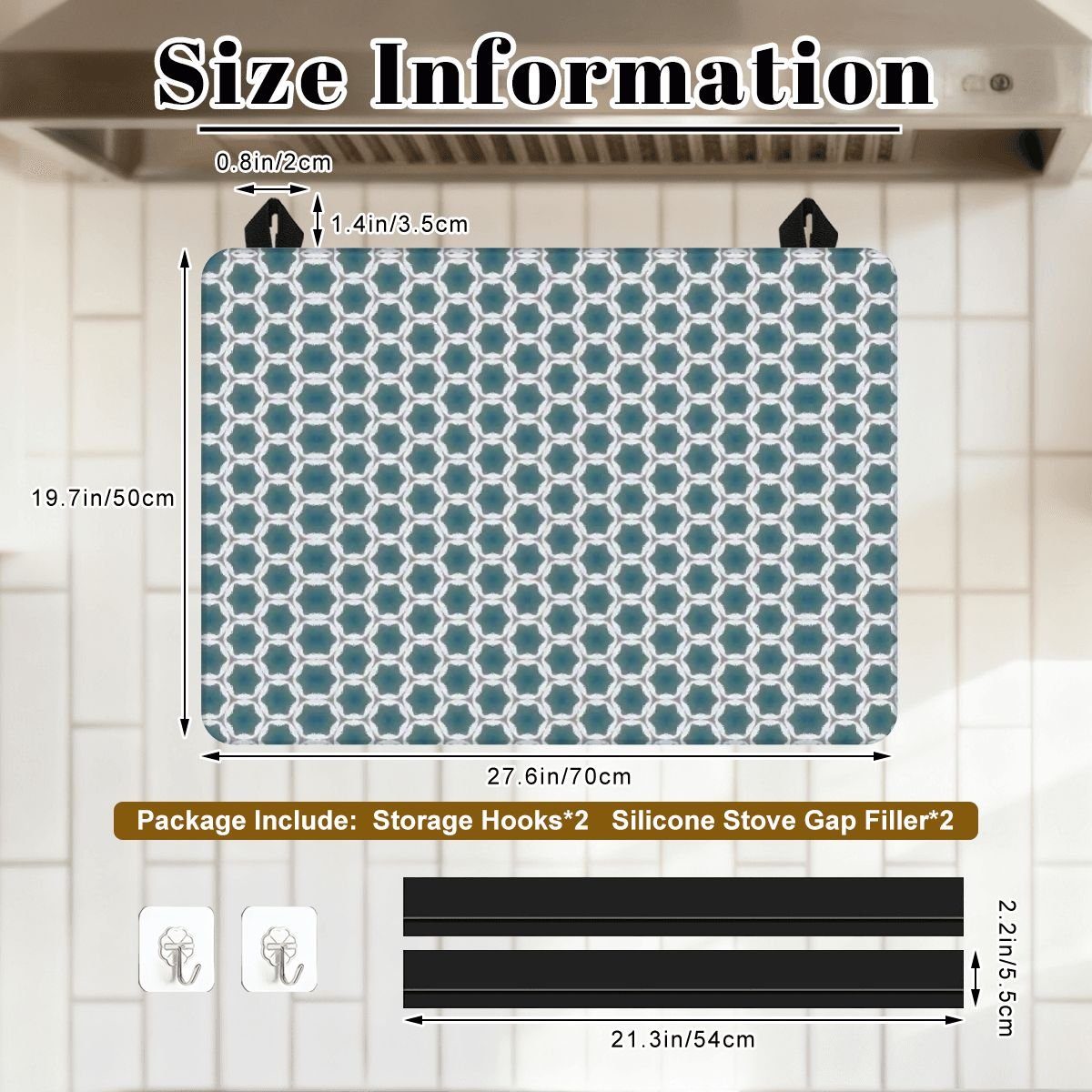 Pale Blue Geometric Designed Stove Cover - Image 4