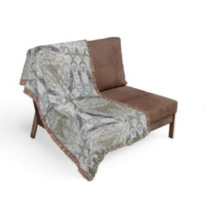 Gray Kaleidoscope Pattern Woven Blanket — Vintage Mosaic Tapestry Throw Blanket