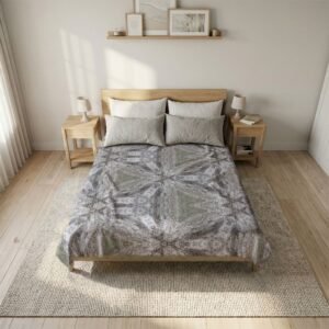Gray Kaleidoscope Woven-Style Coverlet — Grayish Pattern Tribal Bedspread