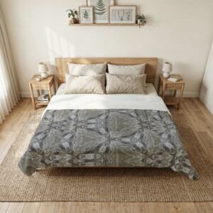 Gray Kaleidoscope Cotton Comforter — Neutral Pattern