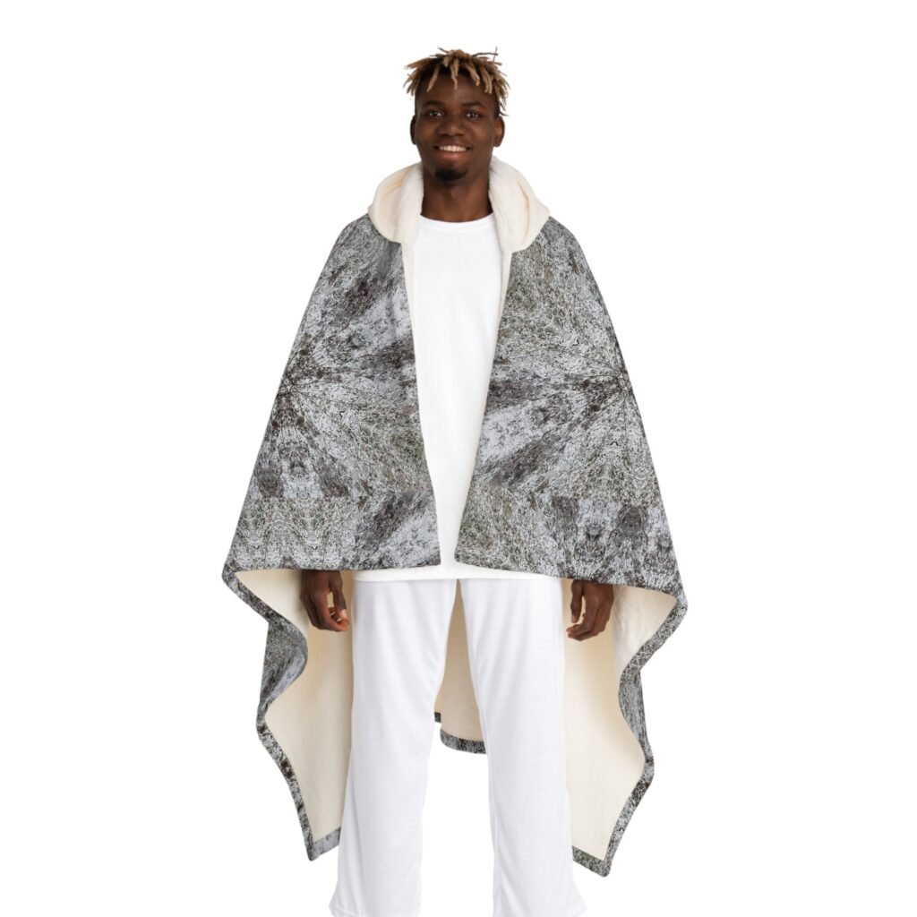 Gray Kaleidoscope Hooded Sherpa Blanket — Cozy Soft Fleece Throw