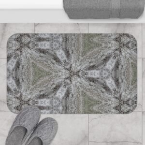 Gray Kaleidoscope Pattern Bath Mat — Soft Grey Bathroom Rug