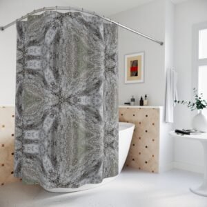 Gray Stone Kaleidoscope Pattern Shower Curtain — Bathroom Decor